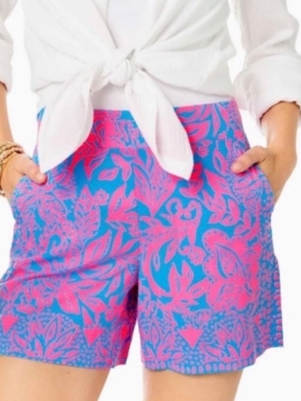 Lilly Pulitzer - Women's Pink and Blue Floral Print Shorts